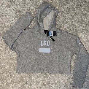 Women’s Nike LSU gray hooded Sweatshirt (cropped)